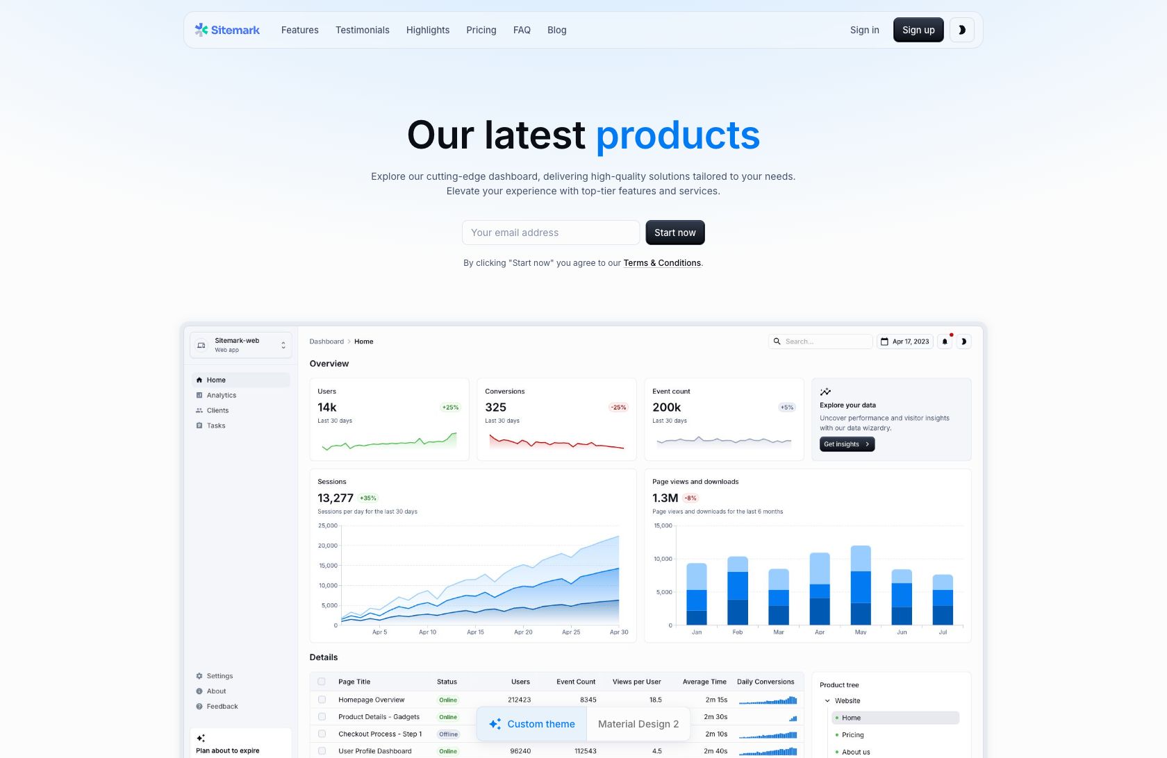 Marketing page
